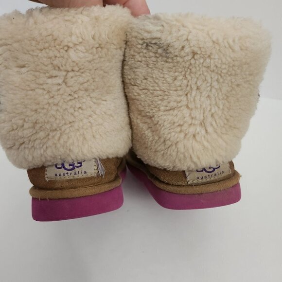 UGG | Ellee boots suede shearling purple buckle girls sz 1 - Picture 2 of 5